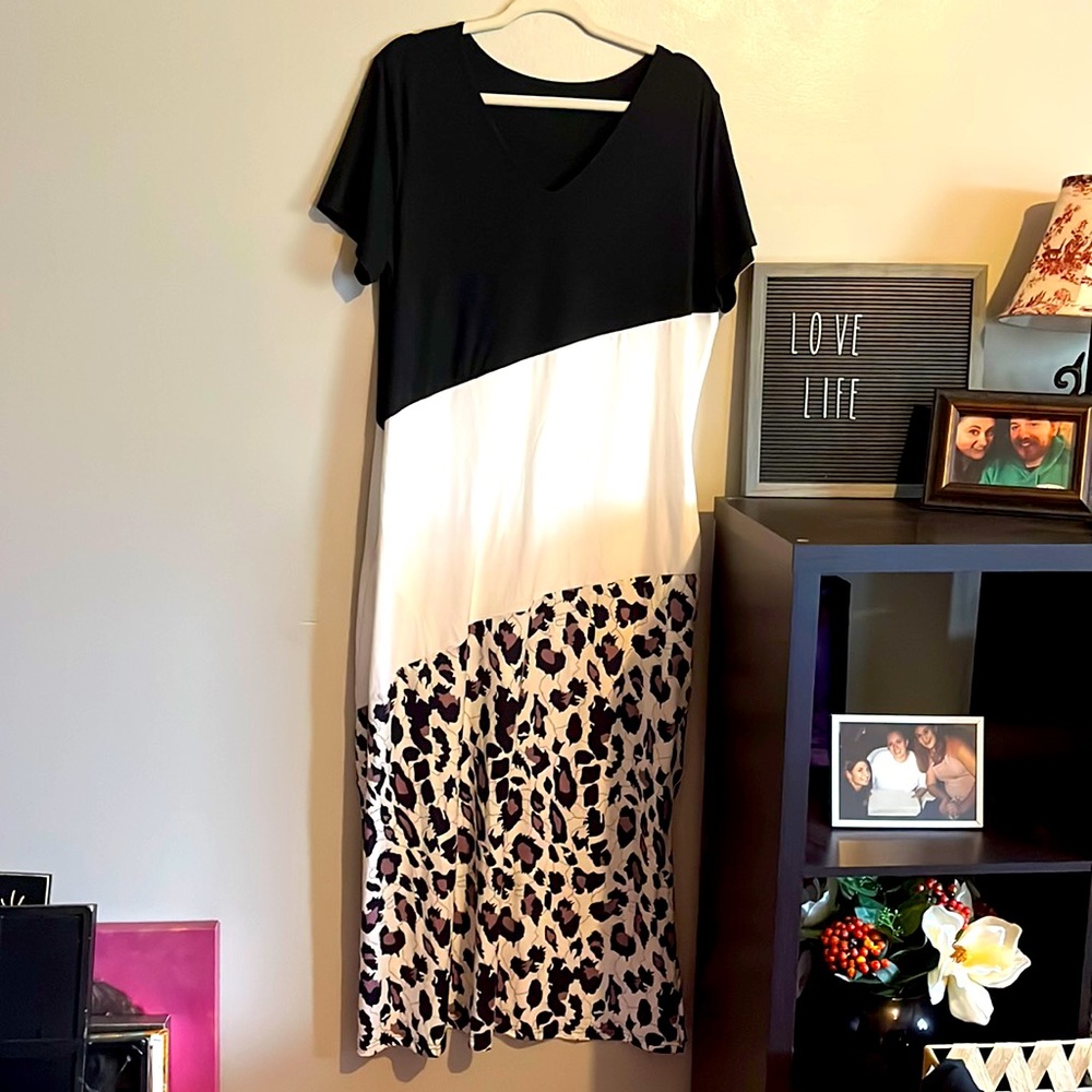 EUC Color Block Maxi Animal Print